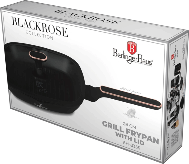 Berlinger Haus BH/8355 Grill Serpenyő fedővel 28cm - Fekete/Rosegold