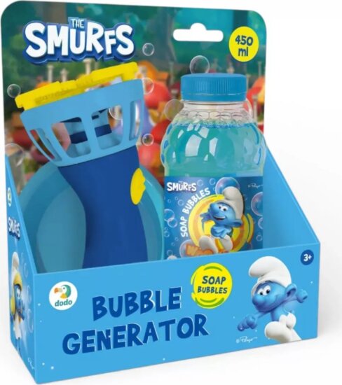 Dodo Toys Hupikék Törpikés gépi szappanbuborék-fújó készlet 450ml