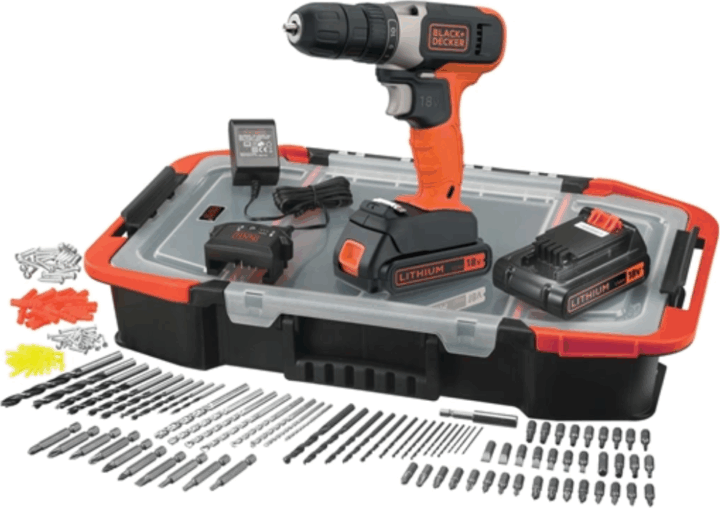 Black&Decker BCD001BAST-QW Akkus fúró-csavarozó + 2x 1,5Ah Akku + koffer + 160 db tartozékkészlet