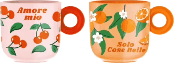 Bialetti PFRUIT004 300ml porcelán bögre gyümölcs mintával (2db/csomag)
