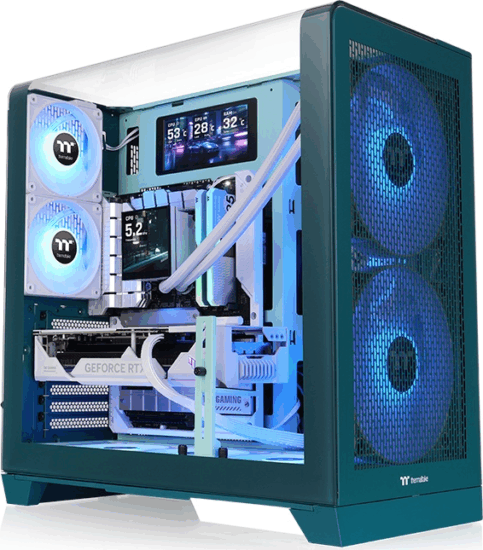 Thermaltake View 390 Air Midi Torony Számítógépház + 4db 120mm ventilátor - Kék