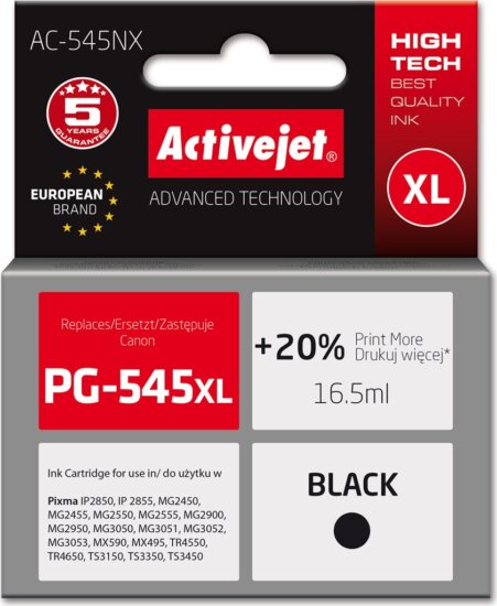 Activejet (Canon PG-545XL) Utángyártott tintapatron 16,5ml - Fekete