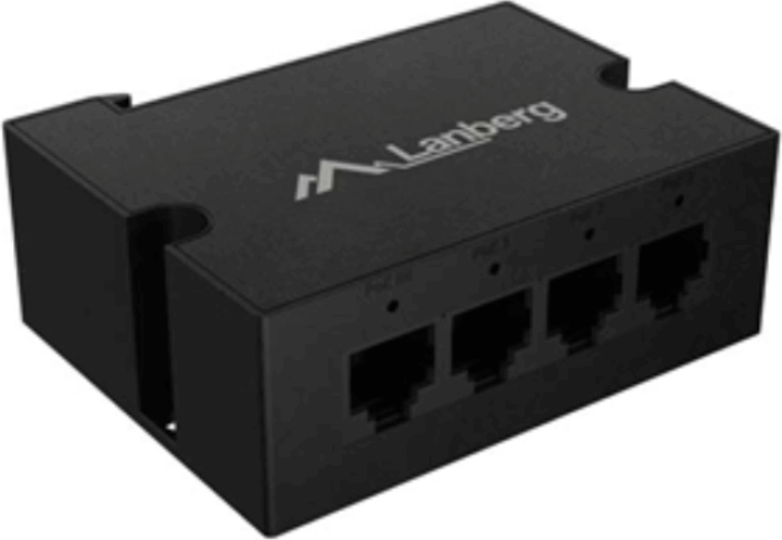 Lanberg DIN sínre szerelhető 90W Gigabit 4-port PoE extender - Fekete