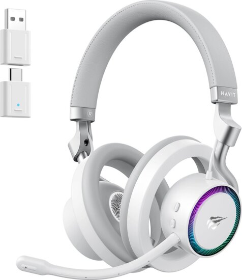 Havit Fuxi-H8 Bluetooth + RF Wireless / Vezetékes Gamer Fejhallgató Headset - Fehér