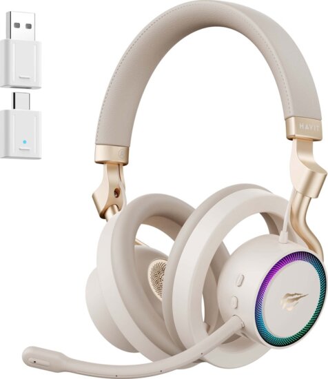 Havit Fuxi-H8 Bluetooth + RF Wireless / Vezetékes Gamer Fejhallgató Headset - Arany