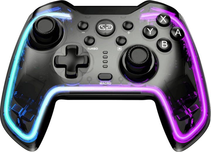 BlackBird RGB Vezeték nélküli Kontroller (Nintendo Switch/Lite/Android/IOS/PC) - Átlátszó Fekete