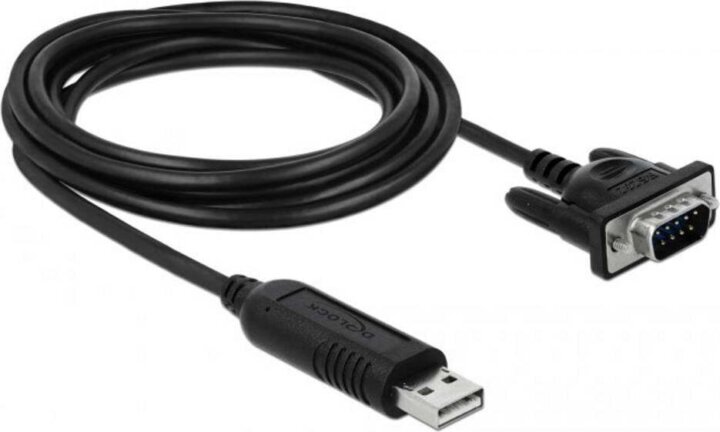 Delock 66282 USB A 2.0 apa - RS232 DB9 apa 1.8m Átalakító Adapter 1.8m - Fekete