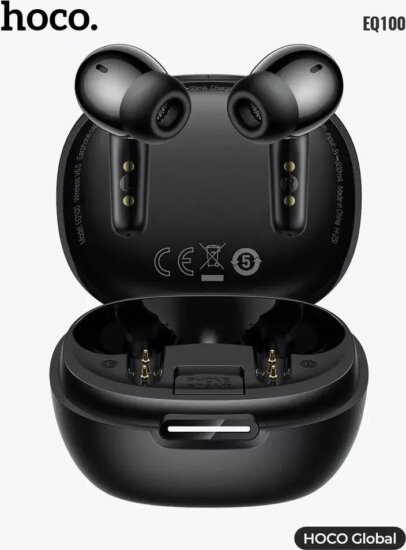 Hoco EQ100 TWS Bluetooth Fülhallgató Headset Töltőtokban - Fekete