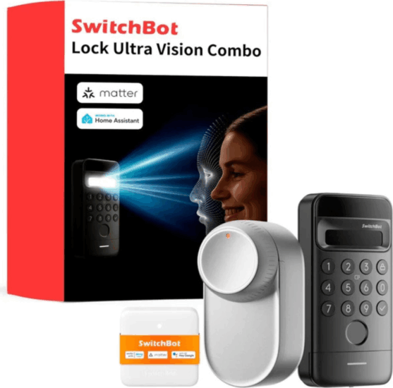 SwitchBot Ultra Vision készlet Okosajtó-rendszer (Okos zár + 3D arcfelismerő billentyűzet + Okos hub)