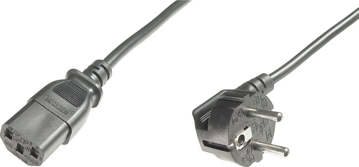 Digitus AK-440100-025-S 250V CEE 7/7 - IEC C13 Hálózati tápkábel 90° 2.5m - Fekete