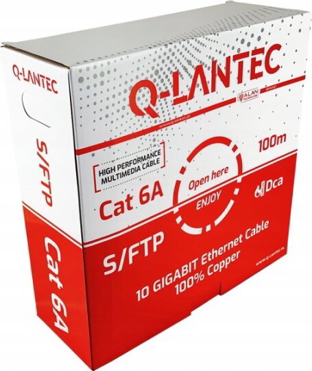 Q-Lantec KIS6ALSOH100DQ S/FTP Cat6A Patch Kábel 100m - Szürke