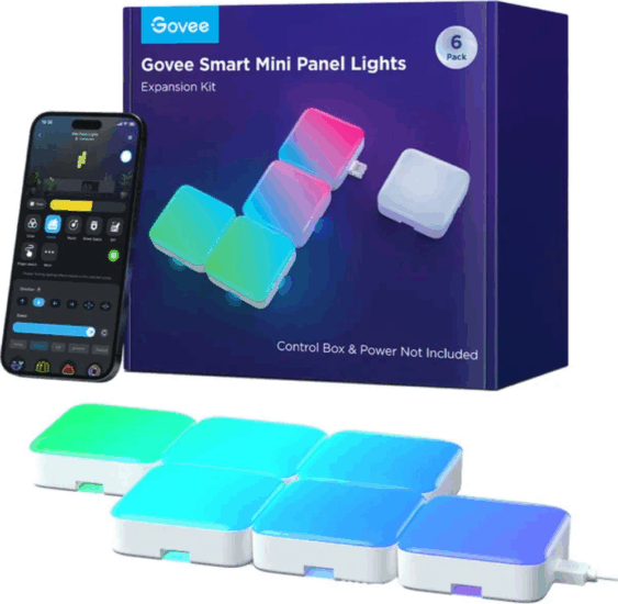 Govee A6069003 Smart Mini RGB LED Panel Lámpa bővítőkészlet (6db / csomag) Govee A6069003 Smart Mini RGB LED Panel Lámpa bővítőkészlet (6db / csomag)