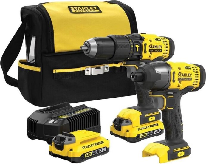 Stanley SFMCK465D2S-QW Akkus Ütvefúró-csavarozó 18V + Akkus Ütvecsavarozó készlet táskában