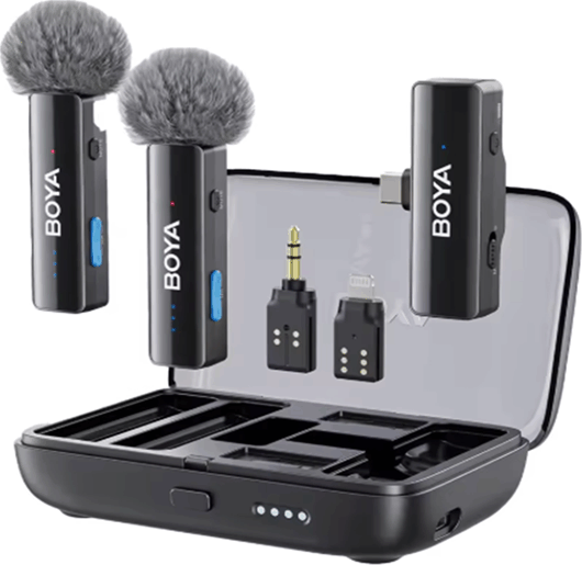Boya BOYALINK V2.0 Wireless USB-C/ Lightning csiptetős mikrofon szett - Fekete