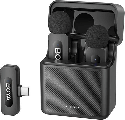 Boya BY-V30 Wireless / USB-C csiptetős mikrofon szett - Fekete