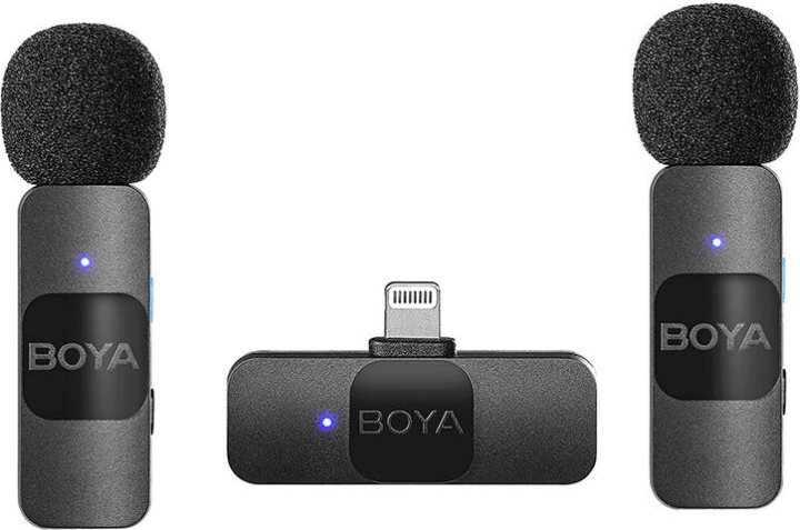 Boya BY-V2 V2.0 Wireless Lightning csiptetős mikrofon szett - Fekete