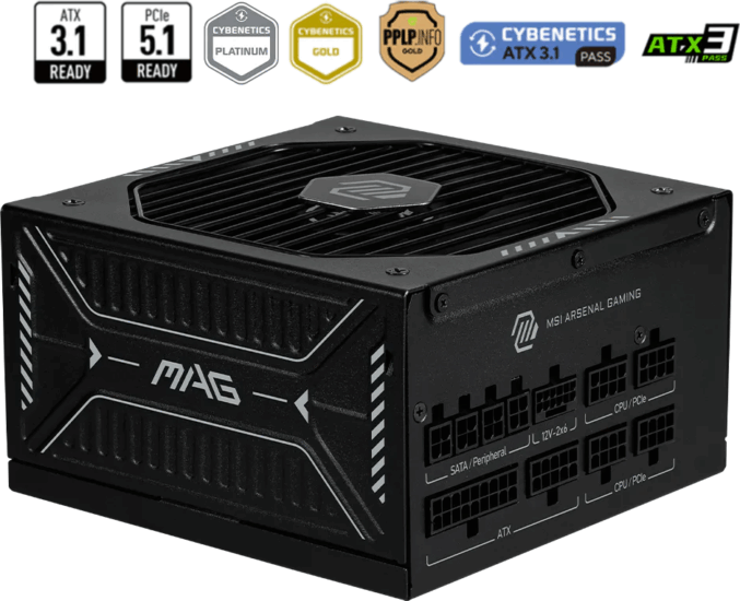 MSI MAG 1000W A1000GLS PCIE5 80 PLUS Gold Moduláris Tápegység