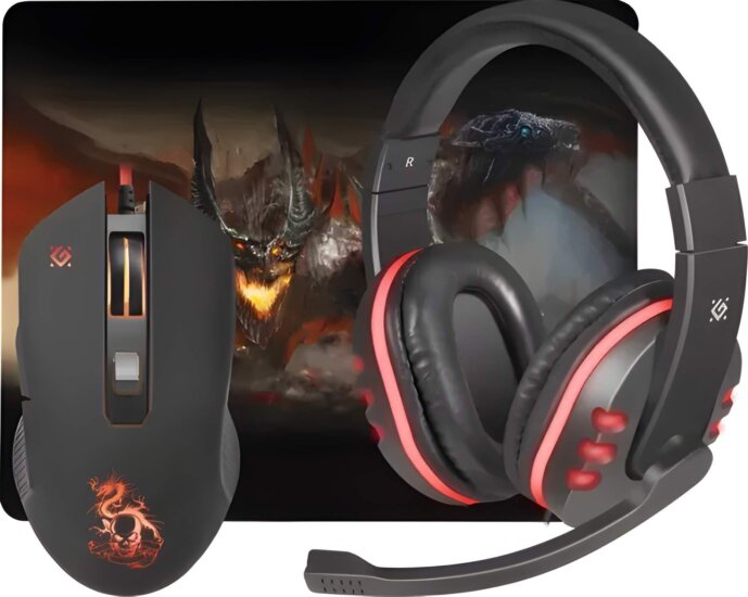 Defender Devourer MHP-006 Vezetékes Gamer Headset + Egér + Egérpad - Fekete/Piros Defender Devourer MHP-006 Vezetékes Gamer Headset + Egér + Egérpad - Fekete/Piros