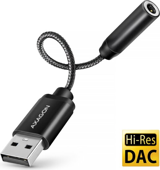 Axagon ADA-HA USB-A apa - 3.5mm Jack anya DAC Audio Adapter - Fekete Axagon ADA-HA USB-A apa - 3.5mm Jack anya DAC Audio Adapter - Fekete