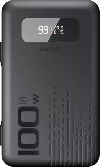 Havit PB5212 PowerBank integrált USB-C + Lightning kábellel / 20,000mAh 100W - Fekete