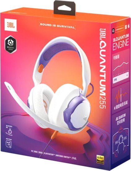 JBL QTUM250WHT Vezetékes Gamer Fejhallgató Headset - Fehér/Lila