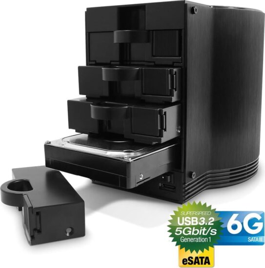 FANTEC SQ-35U3E-6G RAID 4x 3,5" USB 3.0 / eSATA Külső HDD ház - Fekete