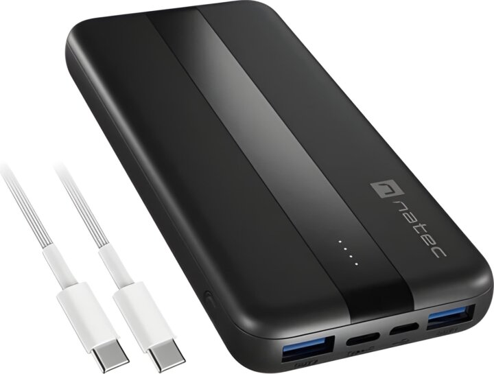 Natec Trevi Slim Q V2 Powerbank 10000mAh 20W + USB-C Kábel 1m - Fekete Natec Trevi Slim Q V2 Powerbank 10000mAh 20W + USB-C Kábel 1m - Fekete