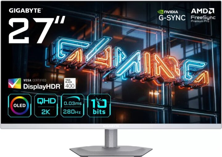 Gigabyte 27" MO27Q2A ICE 16:9 QHD QD-OLED Monitor - Ezüst
