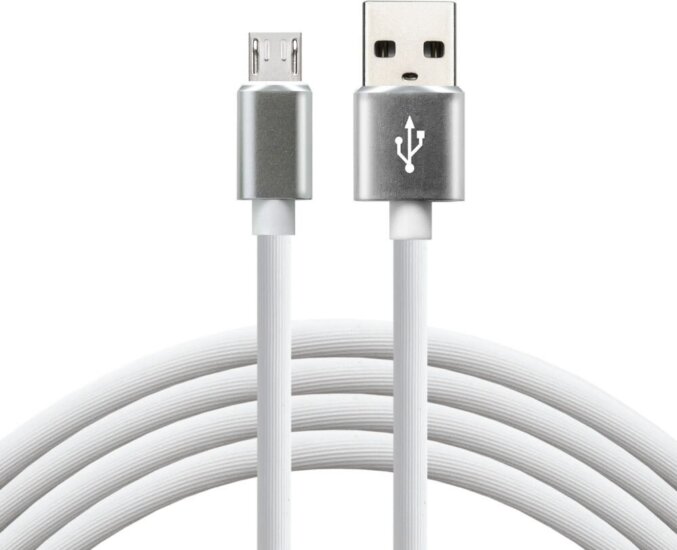 EverActive CBS-1MW USB-A apa - Micro-USB apa Szilikon Adat és Töltőkábel 1m - Fehér
