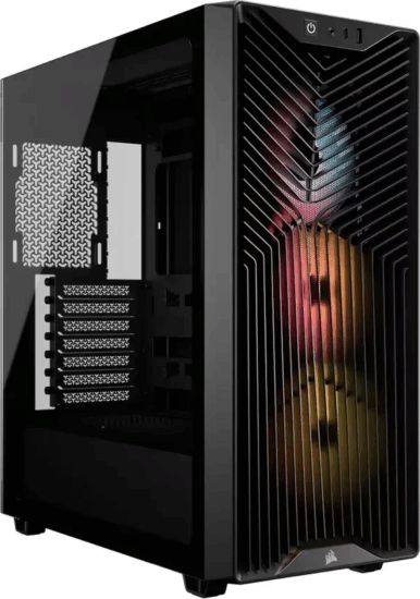 Corsair 3200D RS ARGB CC-9011344-WW Midi Torony Számítógépház + 4db 120mm ventilátor - Fekete