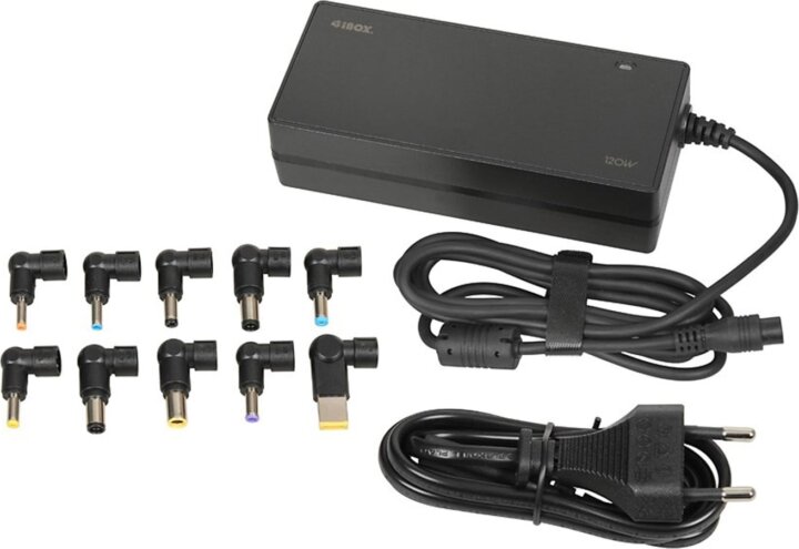 iBox IUZ120WA Univerzális laptop Töltő Adapter 10 féle csatlakozóval (120W)
