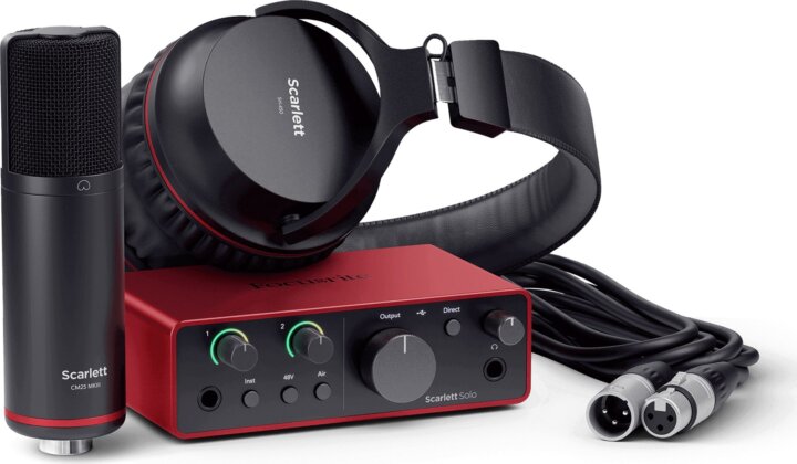 Focusrite Scarlett Solo Studio Készlet (Audio Interfész + Stúdió Mikrofon + Stúdió Fejhallgató)