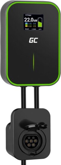 Green Cell Wallbox Ev Elektromos autó fali töltő - Fekete (22kW - 32A / Type-2)