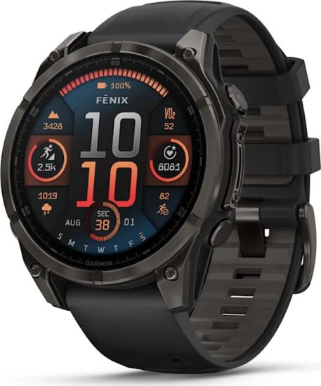 Garmin Fenix 8 AMOLED Érintőképernyős Okosóra 47mm Szilikon szíjjal - Fekete