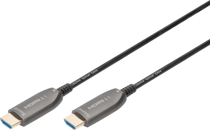 Digitus AK-330126-200-S HDMI 2.1 AOC Optikai HDMI - HDMI 2.1 8K UHD kábel 20m - Fekete