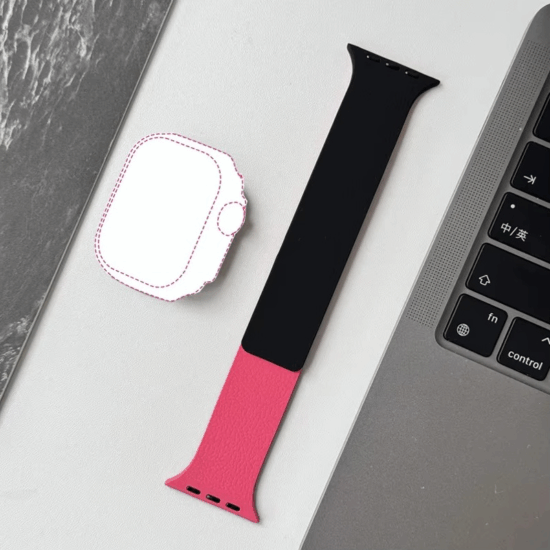 BlackBird BH1804 Apple Watch 42/44/45/46/49 mm Okosóra szíj - Fekete/Rózsaszín