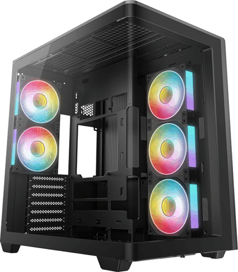 DEEPCOOL ATX CG590U 5F Midi Torony Számítógépház + 5db 120mm ventilátor - Fekete
