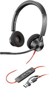 HP Poly Blackwire 3320 Microsoft Teams USB-C/A Call Center Headset - Fekete