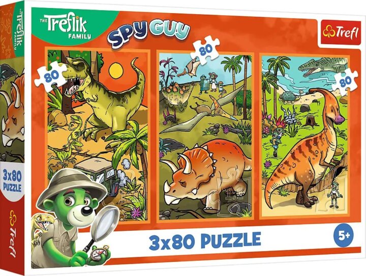 Trefl 34888 Treflikék a dinoszauruszok világában 3az 1-ben puzzle