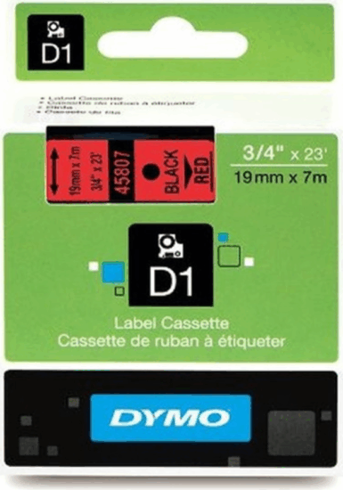 Dymo D1 19mm / 3,5m Feliratozógép szalag - Piros alapon Fekete Dymo D1 19mm / 3,5m Feliratozógép szalag - Piros alapon Fekete