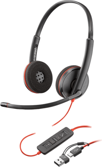 HP Poly Blackwire 3220 USB-C/A Call Center Sztereo Headset - Fekete (BULK)