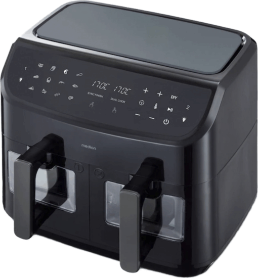 Medion Doppel Life P20 MD11760 AirFryer Forrólevegős sütő 2x4,35L 2600 Watt - Fekete