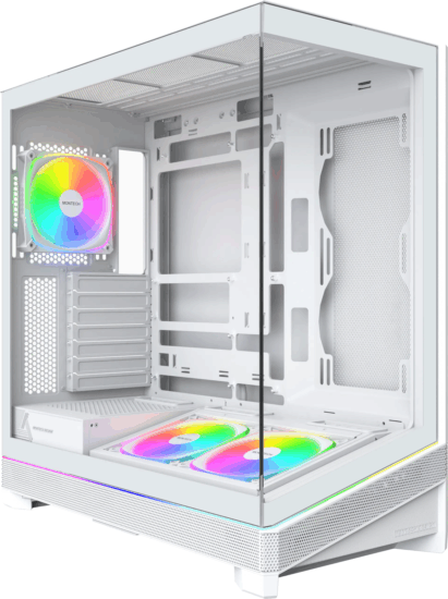 Montech SKY 3 Midi Torony Számítógépház + 3db 120mm ventilátor - Fehér