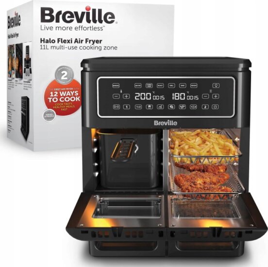 Breville VDF130X AirFryer Forrólevegős sütő 11L 2400 Watt - Fekete