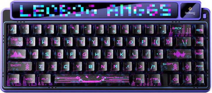 AULA AMG65 LightFeather RGB Gasket Tri-Mode Mechanikus Wireless Gaming Billentyűzet US - Lila