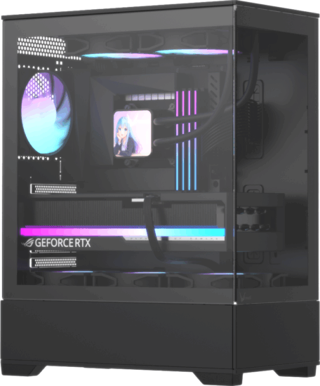 Formula Crystal Z1+ ARGB V2 Midi Torony Számítógépház + 4db 120mm ventilátor - Fekete