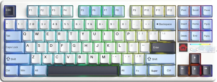 AULA F87 Pro V2 Star Vector RGB Gasket Tri-Mode Mechanikus Wireless Gaming Billentyűzet US - Kék/Fehér/Fekete