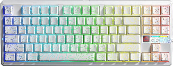 AULA F87 Pro V2 Star Vector RGB Gasket Tri-Mode Mechanikus Wireless Gaming Billentyűzet US - Fehér