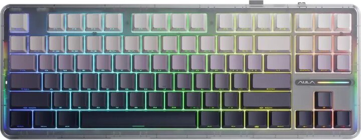 AULA F87 SpaceCrystal RGB Gasket Tri-Mode Mechanikus Wireless Gaming Billentyűzet US - Szürke