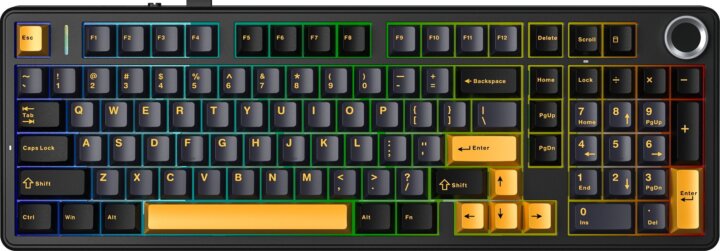 AULA F99 Pro StarVector RGB Gasket Tri-Mode Mechanikus Wireless Gaming Billentyűzet US - Fekete/Narancssárga